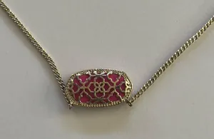 Kendra Scott Gold Pink Crystal Necklace thumbnail 2