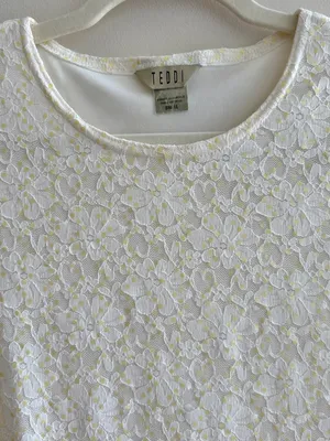 TEDDI Long Sleeve Floral Lace Sequin Blouse, White/Yellow, Size Small thumbnail 8