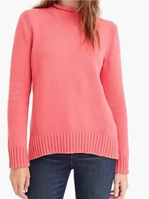 J. Crew Always Coral Mock rolled Neck Knit Sweater Sz S thumbnail 1