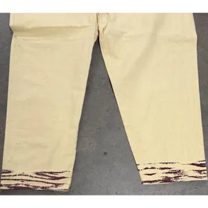 Vintage African Dashiki Poncho Pants Lounge Set Cream Tribal Print Handmade thumbnail 4