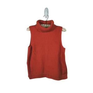 Abercrombie & Fitch Orange Turtleneck Sweater Vest Size M Knit Fall Layering thumbnail 2