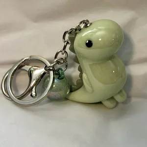 NEW Light Green Dinosaur Keychain Bag Charm – Cute Acrylic Dino thumbnail 2