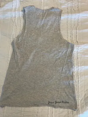 Kittenish Gray Muscle Tank with Pink 'Mermaids & Bandanas' Graphic thumbnail 5