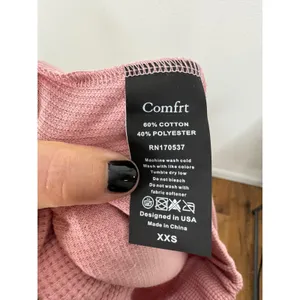 Comfrt Waffle Knit Lounge Pants Pink Wide Leg High Waisted XXS Loungewear thumbnail 5