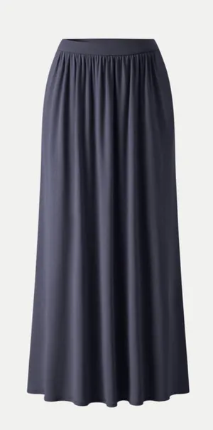 NWT OGL Women’s Large Smoky Navy Midi Skirt A-Line Pull-On Casual Comfort thumbnail 1