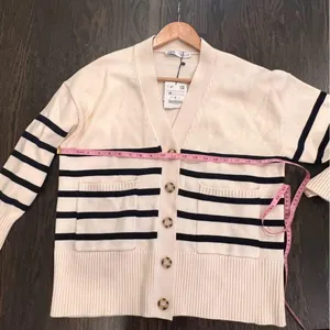 NWT Zara Cream and Black Knit Cardigan Sweater thumbnail 4