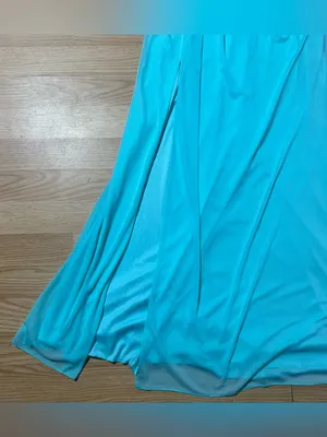 David’s bridal Malibu blue one-shoulder floor length, lace inset @one waistline. thumbnail 5