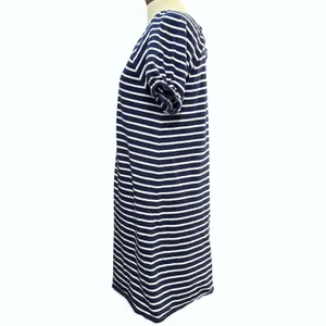 LOFT M Blue Striped Puff Sleeve Shift Knit‎ Dress Mini Nautical Coastal Preppy thumbnail 4
