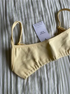 New Danielle Bernstein Pull On Bra Top Size XS Buttermilk Yellow Unlined Low Cut thumbnail 2