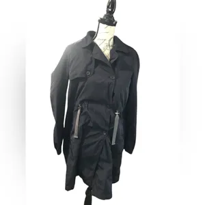 Zara Basic Blue Trench Coat Medium thumbnail 8
