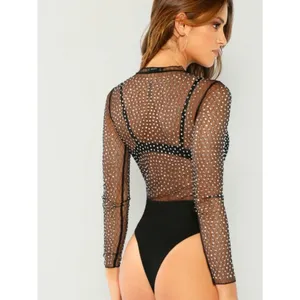 Shein Embellished Sheer Bodysuit Sz XS thumbnail 2