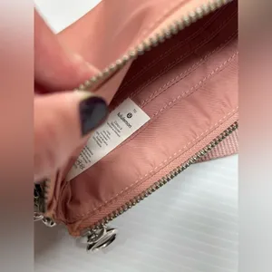 Lululemon Now and Always Pouch Salmon Pink Silver Hardware Removable Wrist Strap thumbnail 7