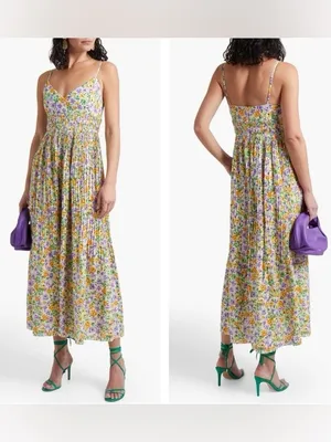 NICHOLAS susan Maxi Dress Whistledown Floral pleated wedding guest linen formal thumbnail 2