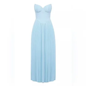 HOUSE OF CB 'Marcella' Ocean Blue Pleated Maxi Dress thumbnail 3