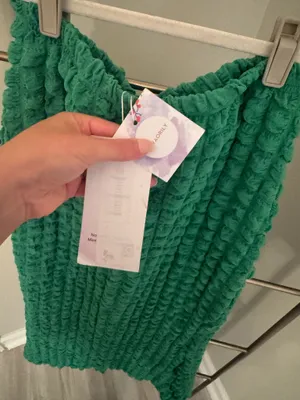 Green Textured Pleated Maxi Skirt thumbnail 5