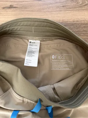 Figs Men's Light Beige Jogger Pants with Olive Waistband and Blue Drawstring thumbnail 6