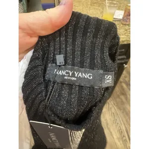 Nancy Yang black ribbed mock neck sweater Studded Size XS Black Multi thumbnail 11