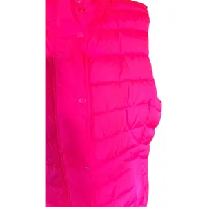 Gap Hot Pink Puffer Vest Women's Large Lightweight Quilted Snap Zip thumbnail 3