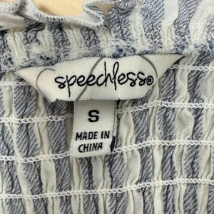 Speechless Blue White Striped Smocked Wide Leg Cropped Jumpsuit Small Resortwear thumbnail 6
