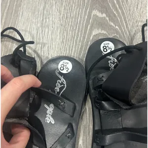 Free People Vacation Day Black Leather Wrap Boho Sandals Size 8.5 thumbnail 4