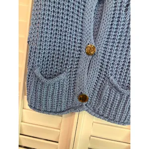 Zara Blue Sweater Vest‎ With Gold Buttons Size Medium thumbnail 3