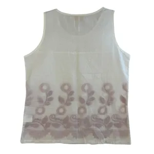 Miss Cocoa Embroidered Tank Top White Red‎ Floral Eyelet Viscose Boho G S READ thumbnail 2