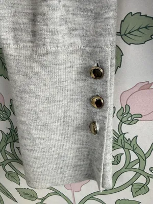 Sunday Best by Aritzia Light Gray Knit Sweater with Button Detail - Size - Small thumbnail 2