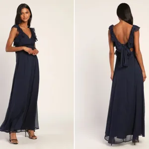 LULUS Prom Wedding Bridesmaid Romantic Flowy Chiffon Maxi Dress thumbnail 3