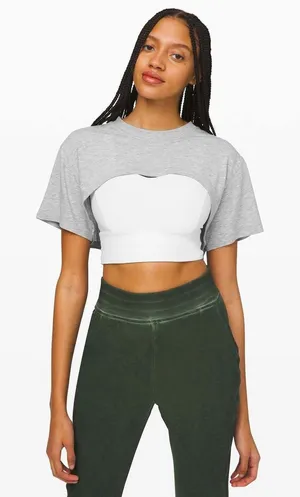 Lululemon All Yours Boyfriend Ultra Crop Heathered Core Light Grey Size 6 thumbnail 1