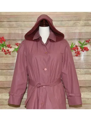 VTG London Fog Trench Coat 10 Dusty Rose Pink Detachable Hood Liner Belt USA thumbnail 3