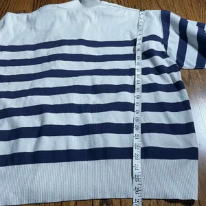 Free People Striped Quarter-Zip Knit Sweater Pullover S oversize thumbnail 5