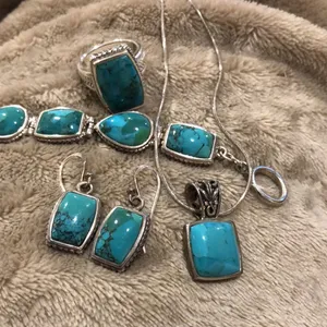 Barse Turquoise Sterling Silver Necklace Earrings Bracelet Ring Rope Accent Set thumbnail 13