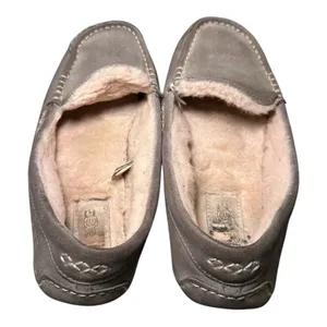 UGG Ansley Suede Shearling Moccasin Slippers Grey House Shoes Womens‎ Size 9 M thumbnail 4