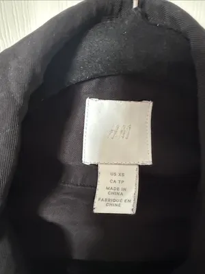 H&M Black Jacket with Classic Collar oversized XS trench stretch waist thumbnail 2