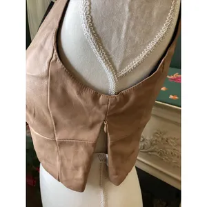 Whiteroom + Cactus Faux Leather Crop Top‎ Size M Tan Beige Corset Style thumbnail 5