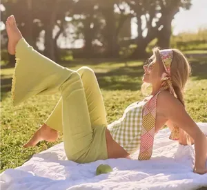 Aerie Kick-It Ribbed High Waisted Super Flare Pants H-1 thumbnail 1