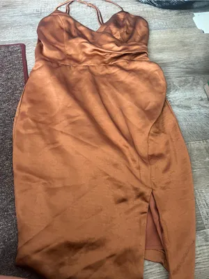 Lulus Rust Satin Slip Dress thumbnail 5
