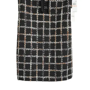 CeCe Size 2 Black Plaid Tweed Shift Dress Bow Neck Fringe NWT Career Chic‎ City thumbnail 3