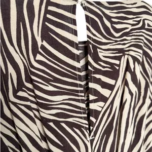 H&M Women's Zebra Print Long Sleeve Cinched Waist Mini Dress Size 14 thumbnail 6
