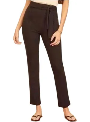 Reformation Kassia Pants Tie Waist High Rise Trousers Slim Straight Black XS NWT thumbnail 1