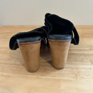 Free People Byron Black Leather Ladies Mules Strap Heel Shoes Size 38 7.5 Brown thumbnail 5