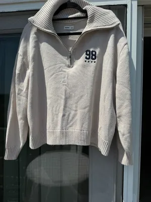 Hollister Cream Half-Zip Turtleneck Sweater with '98' Patch thumbnail 5