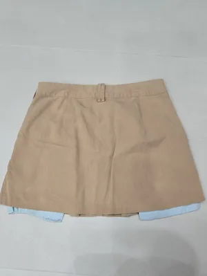 Zara Women’s Denim Pleated Khaki Mini Skirt Size XS thumbnail 2
