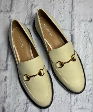 Lisa Vicky Cream Loafers with Gold Accent thumbnail 1