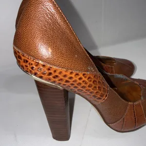BCBGMAXAZRIA Leather Platform Cap Toe Brown‎ Heels Pumps SIZE 5.5B 35.5 thumbnail 14
