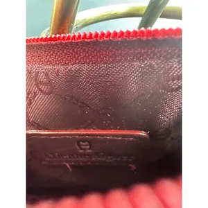 Etienne Aigner Red Croc Embossed Small Cosmetic Pouch Zip Clutch‎ bag EUC thumbnail 8