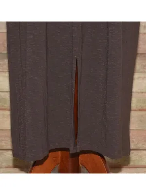 J.Jill Womens L Chocolate Brown V Neck Column Maxi Dress Pockets Rayon Stretch thumbnail 3