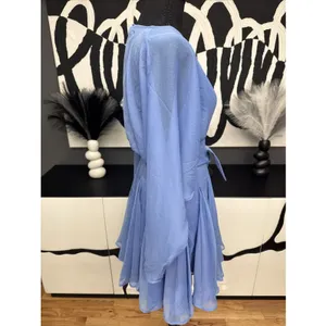 ASOS Design Blue Chiffon Mini Dress Belted Plunge Long Sleeve NWT US 4 thumbnail 6