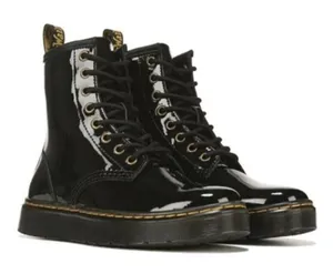 DR. MARTENS Black Patent‎ Leather ZAVALA COMBAT BOOT Size 10 A32 thumbnail 1
