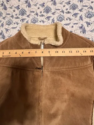 Co & Eddy women’s tan camel suede faux shearling lined jacket size 10 zip front thumbnail 8